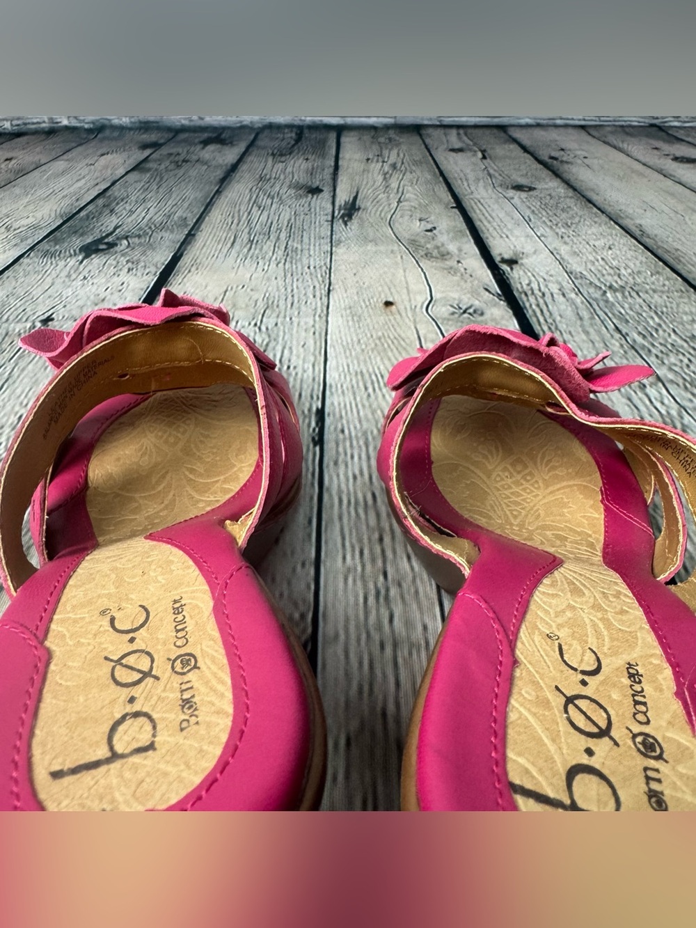 Born Concept Fuchsia Pink Floral Slide Heel Mules Leather Y2K Fairycore Size 9 - Picture 8 of 10